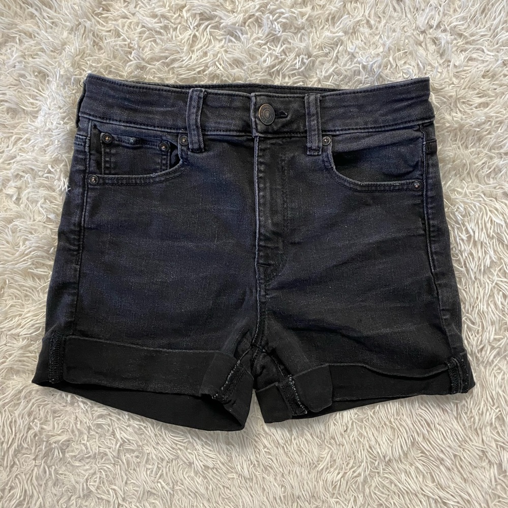 American Eagle Black Denim High-Rise Shorts